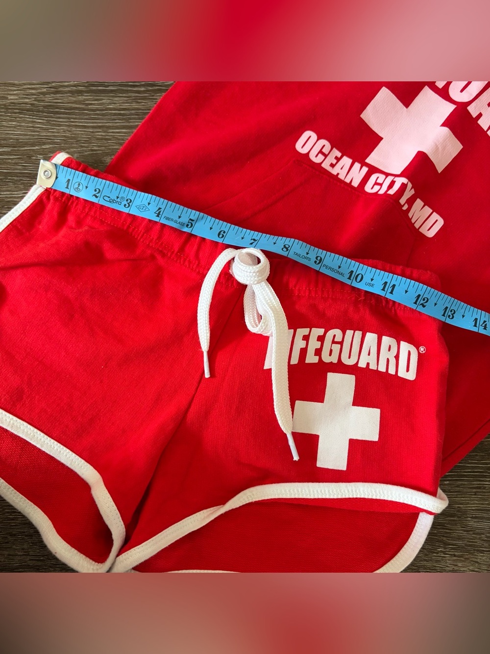Red Life-Guard Apparel Ocean City Maryland Hoodie & Shorts Set Girls Kids Small - Picture 7 of 9